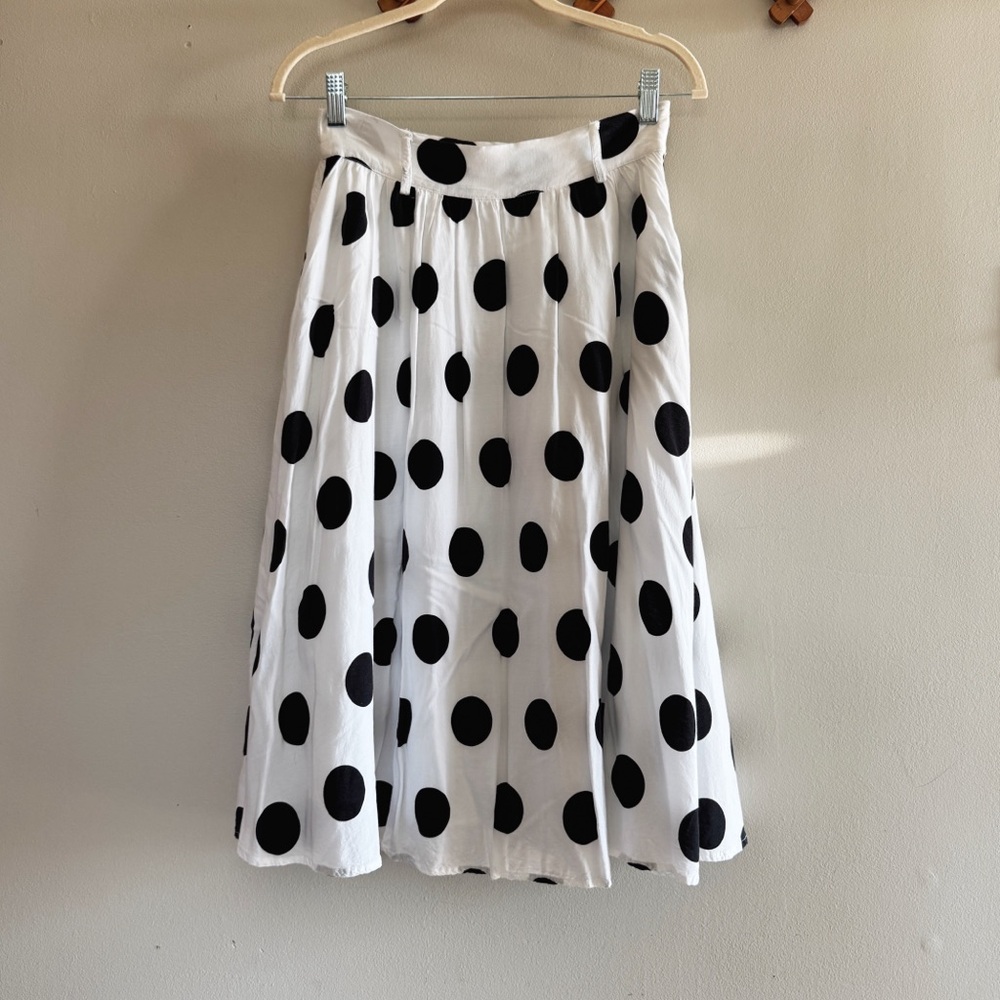 Black & White Polka Dot Midi Skirt - S